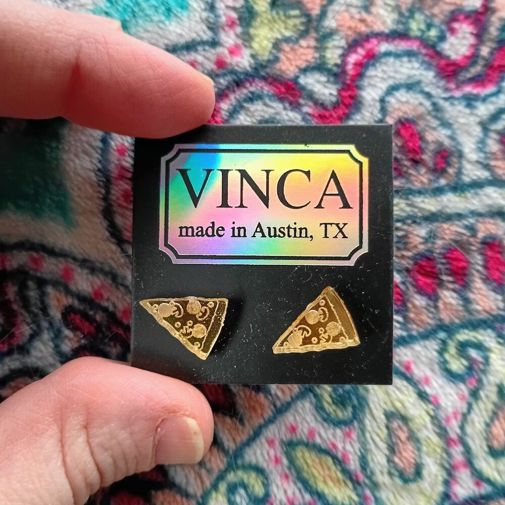 NWT Vinca Pizza Stud Earrings